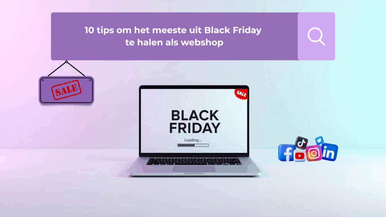 laptop die klaarstaat met black friday op het scherm